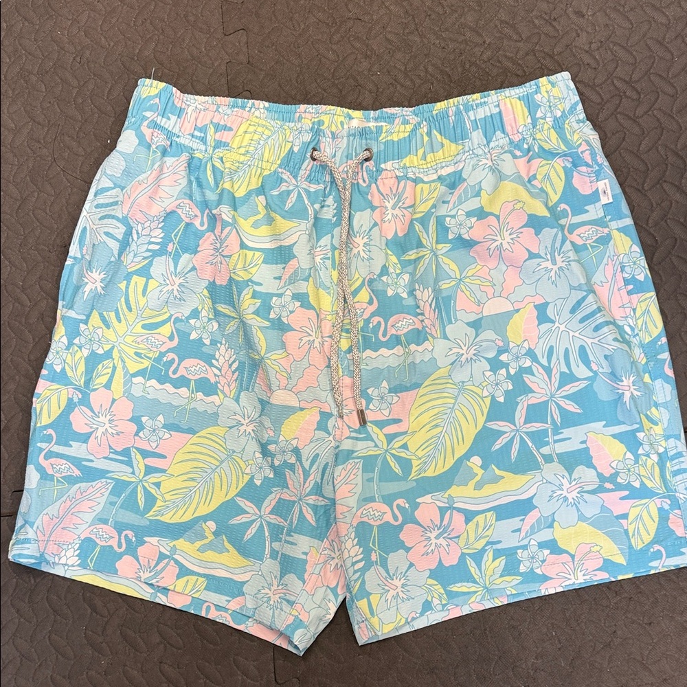 Vintage summer Tropical Print Men's Swim Shorts